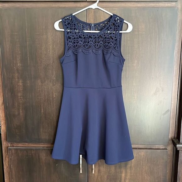 Lulus According To Love Navy Blue Skater Dress Medium - Picture 2 of 6